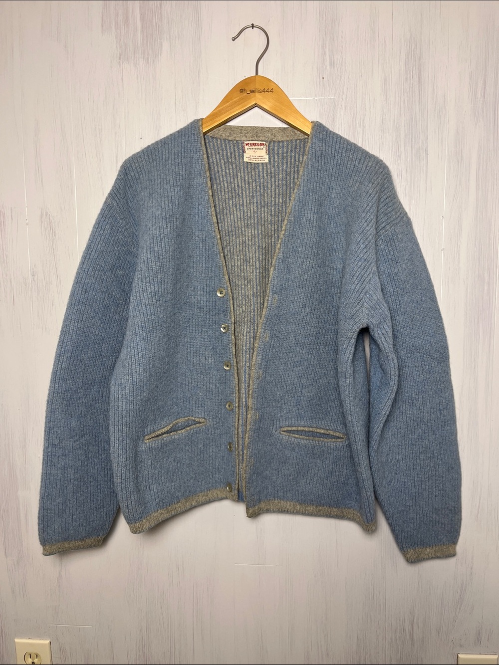 Vintage McGregor Blue Wool Alpaca Blend Knit Sweater Size L